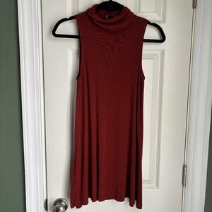 Anthropologie Postage Stamp Sleeveless Ribbed Rust Red Dress